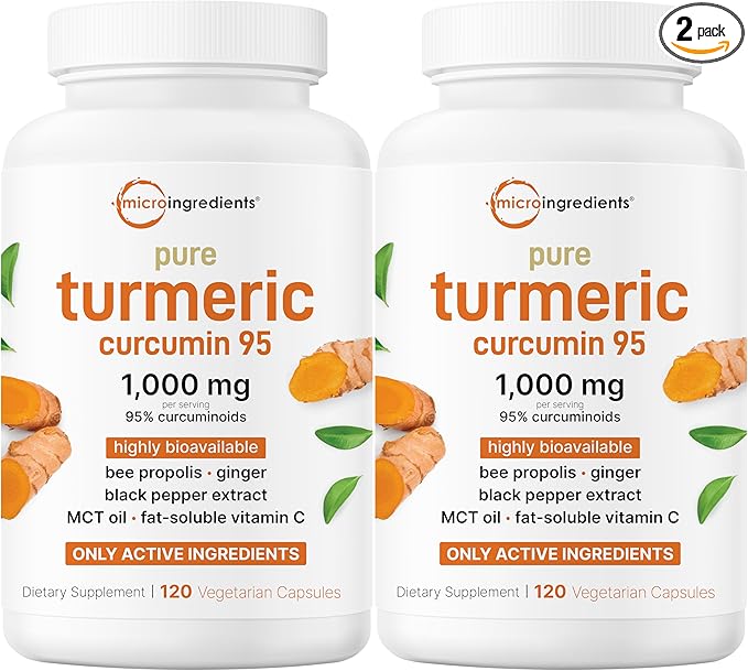 Micro Ingredients Pure Turmeric Curcumin Supplement 1,000mg – 95% Curcuminoids with Black Pepper & Ginger – High Absorption for Joint & Antioxidant Support* – Filler Free, 240 Veggie Capsules