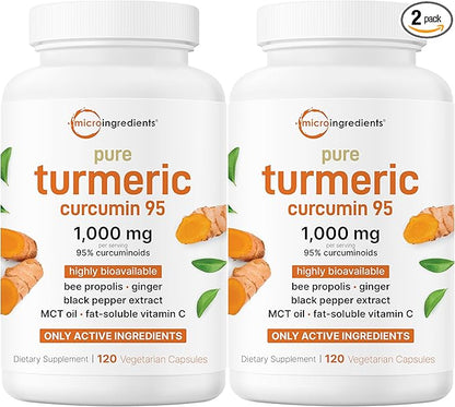 Micro Ingredients Pure Turmeric Curcumin Supplement 1,000mg – 95% Curcuminoids with Black Pepper & Ginger – High Absorption for Joint & Antioxidant Support* – Filler Free, 240 Veggie Capsules