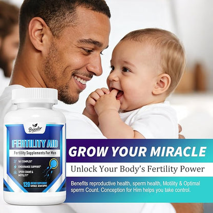 Male Fertility Supplement, Pre Conception Fertility Supplements for Men with CoQ10, Maca Root, Zinc & NAC, Mens Prenatal Vitamins for Optimal Sperm Count Motility, Conception for Him, 120 Capsules