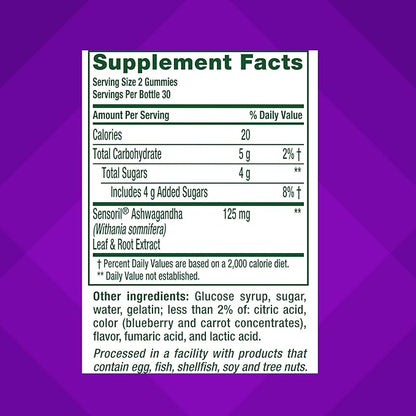Vitafusion Ashwagandha Gummies –Clinically Shown Adaptogen Sensoril Ashwagandha 125mg Per Serving – Help Manage Stress – Chewable Gummy Vitamins/ Alternative to Liquid Capsules Drops Powder, 60 Count