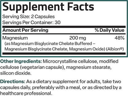 Bronson Magnesium Glycinate 200 MG per Serving Chelated for High Absorption, Gentle On Stomach, Non-GMO, 60 Vegetarian Capsules