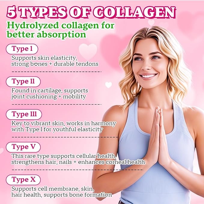 Collagen Peptides Gummies, Collagen Gummies for Women & Men, Type I,II,III,V,X Protein with Biotin, Hyaluronic Acid, Vitamin C for Healthy Skin | Strawberry Flavored, Sugar Free, 120 Cts
