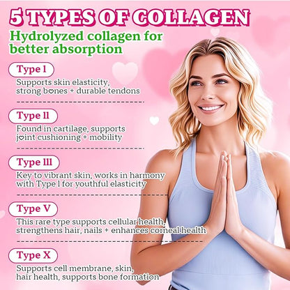 Collagen Peptides Gummies, Collagen Gummies for Women & Men, Type I,II,III,V,X Protein with Biotin, Hyaluronic Acid, Vitamin C for Healthy Skin | Strawberry Flavored, Sugar Free, 120 Cts