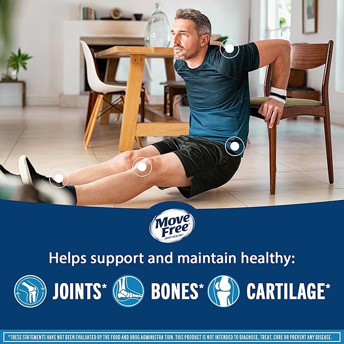 Move Free Advanced Glucosamine Chondroitin MSM + Vitamin D3 Joint Support Supplement, Supports Mobility Comfort Strength Flexibility & Bone + Immune Health - 120 Tablets (40 servings)*