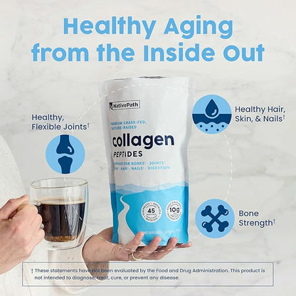 NativePath Collagen Peptides Protein - Hydrolyzed Type 1 & 3 Collagen Powder for Skin, Hair, Nails - 15.9 oz (45 Servings) (Pack of 2)