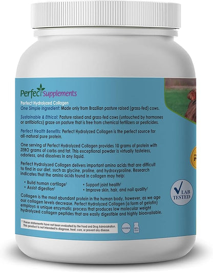 Perfect Supplements – Perfect Hydrolyzed Collagen Powder – 660g – All Natural Collagen - Promotes Healthy Skin – 3 Pack