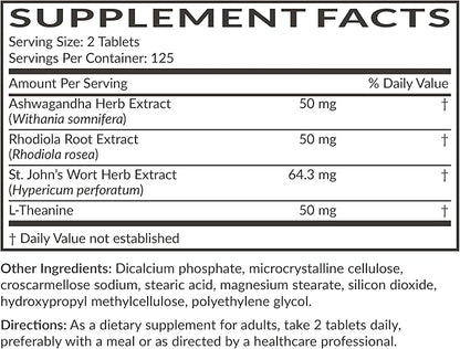 Futurebiotics Chill Pill + Ashwagandha, Rhodiola, St. John’s Wort, & L-Theanine - Non-GMO, 250 Vegetarian Tablets