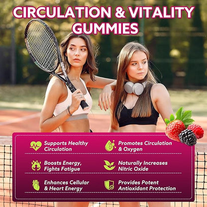 Beetroot Gummies - Beet Root for High Blood Pressure Supplements with Grape Seed Extract + CoQ10 + Black Pepper Extract + L-Citrulline + Vitamin C B12 Ultimate Heart for Blood Flow & Energy, 60 Count