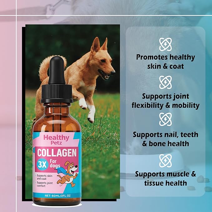 Healthy Petz Premium Liquid Collagen Drops for Dogs - Advanced Joint Support, Gut Health & Vitality Supplement, 2 Fl Oz