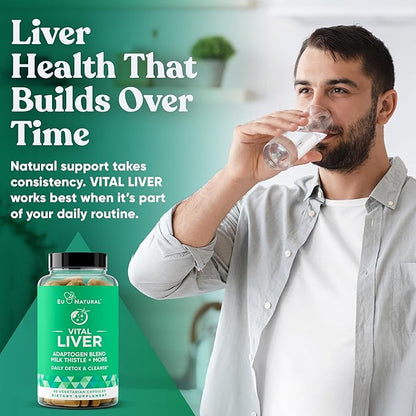 Vital Liver Cleanse Detox & Repair – 9-in-1 Liver Support Supplement – Milk Thistle, Artichoke Extract, Turmeric, Adaptogens – Optimal Liver Function and Digestive Health – 60 Vegetarian Soft Capsules