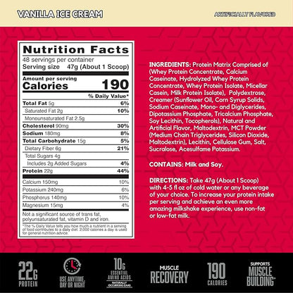 BSN SYNTHA-6 Whey Protein Powder, Micellar Casein, Milk Protein Isolate Powder, Vanilla Ice Cream, 5 Pounds, 48 Servings (Pack of 1) - Package May Vary