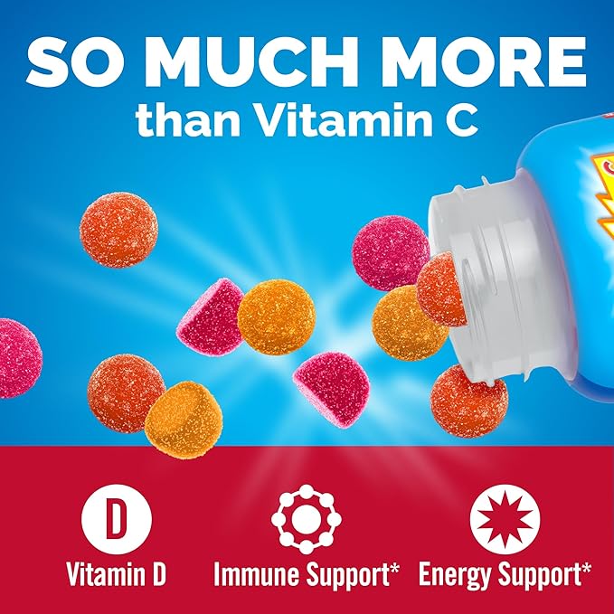 Emergen-C Kidz Vitamin C Immune Support Gummies Fun-Tastic Fruit 44CT Includes Zinc, Manganese, B Vitamins and Vitamin D for Back to School Essentials, (Pack of 2)