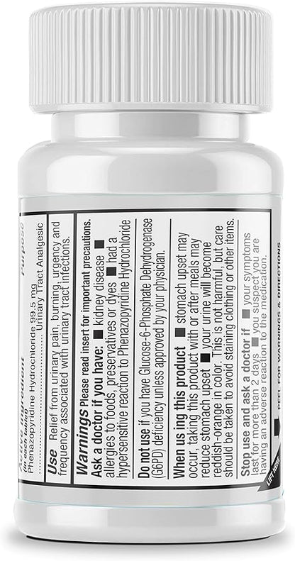 Safrel Urinary Pain Relief | UTI Relief | Fast Acting | Bladder Discomfort & Pain Relief | Phenazopyridine Hydrochloride 99.5mg (28 Count)