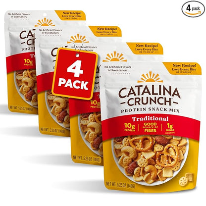 Catalina Crunch Protein Snack Mix - 10g Protein, 1g Sugar per Serving - Good Source of Fiber, Keto, Gluten Free - Traditional, 5.25 Ounce Bag (Pack of 4)