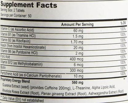 Energy | Complimentary Formula w/Botanically Sourced Caffeine | Complete B-Complex & Energy Supportive Herbs