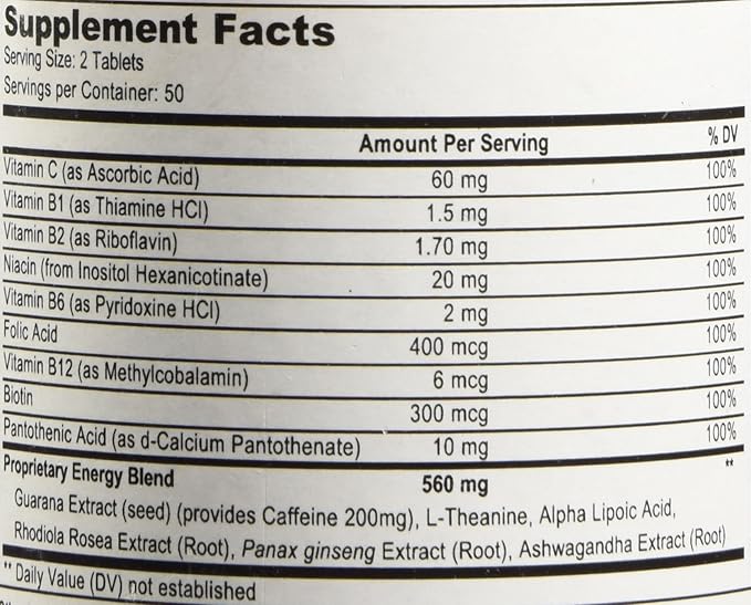 Energy | Complimentary Formula w/Botanically Sourced Caffeine | Complete B-Complex & Energy Supportive Herbs (Pack of 2)