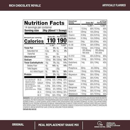 SlimFast Meal Replacement Powder, Original Rich Chocolate Royale, Weight Loss Shake Mix, 10g of Protein, 14 Servings (Pack of 3) (Packaging May Vary)