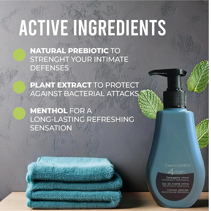Men's Intimate Wash | pH Balanced Daily Hygiene Gel | Freshness & Odor-Control Formula with Menthol | Gentle Cleansing for the Groin Area | Male Hygiene Product | 4.23 fl oz