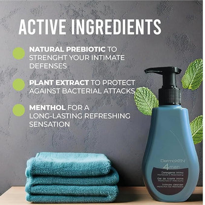 Men's Intimate Wash | pH Balanced Daily Hygiene Gel | Freshness & Odor-Control Formula with Menthol | Gentle Cleansing for the Groin Area | Male Hygiene Product | 4.23 fl oz