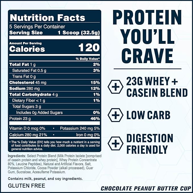 PEScience Select Protein Powder, Whey and Casein Blend, Lean Protein Powder for Women and Men, Low Calorie, Low Carb, Keto Friendly, Gluten Free, Chocolate Peanut Butter Cup - 5 Servings