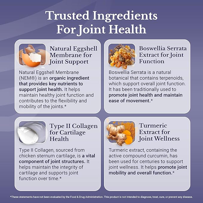 Joint Complex - Joint & Cartilage Health - Joint Support Supplement with Calcium, NEM Eggshell Membrane, Boswellia Serrata - Knee Supplements for Men & Women, 60 Capsules