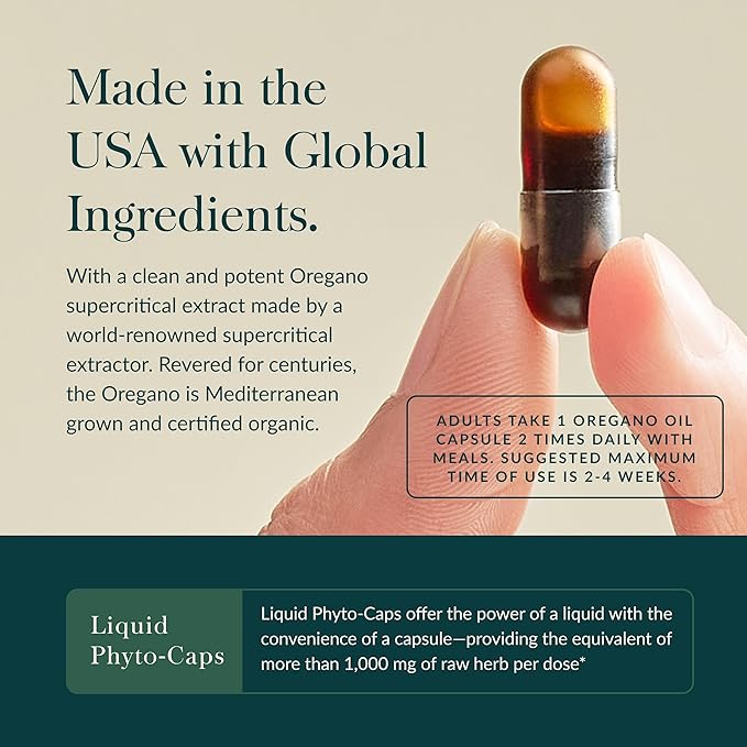 Gaia Herbs Oil of Oregano - Immune & Antioxidant Support Supplement - with Oregano Oil, Carvacrol & Thymol* - 180 Vegan Liquid Phyto-Caps (180 Servings)