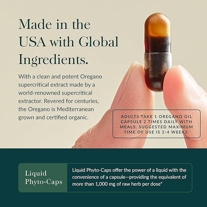 Gaia Herbs Oil of Oregano - Immune & Antioxidant Support Supplement - with Oregano Oil, Carvacrol & Thymol* - 180 Vegan Liquid Phyto-Caps (180 Servings)
