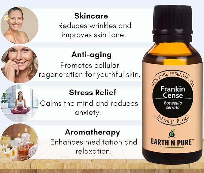 Earth N Pure Frankincense Essential Oil Steam Distilled, Undiluted, Natural and Therapeutic Grade 30 ml