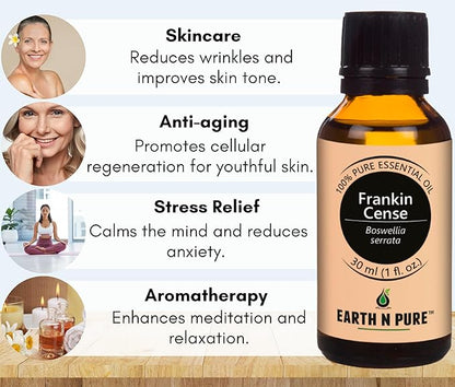 Earth N Pure Frankincense Essential Oil Steam Distilled, Undiluted, Natural and Therapeutic Grade 30 ml
