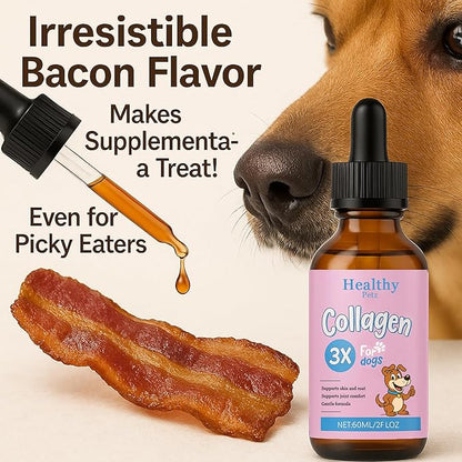 Premium Liquid Collagen for Dogs - Skin & Coat Supplement with Hyaluronic Acid & Biotin, Supports Joint Health, Mobility & Hydration for All Dogs, Bacon Flavor - 2 fl oz (2)