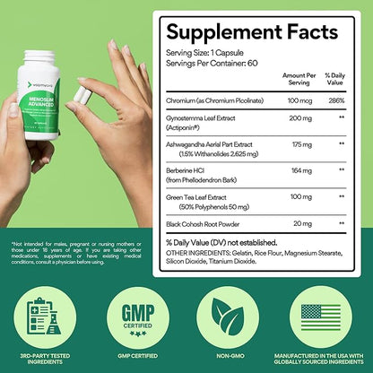 Menopause Supplements for Women - Menopause Weight Loss for Women & Perimenopause Supplements Women for Menopause Relief - VoomVaya MenoSlim Advanced - 60 Capsules