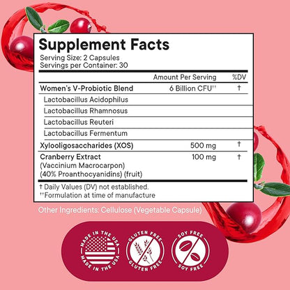 NEW AGE Vaginal Probiotics for Women with Prebiotics, Cranberry Extract, and a Lactobacillus Probiotic Blend, Supports Healthy pH Balance, Odor Control, Vaginal Flora - 60 Capsules
