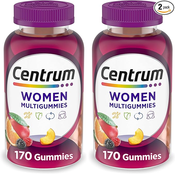 Centrum MultiGummies Gummy Multivitamin for Women, Multivitamin/Multimineral Supplement with Vitamin D3, B and Antioxidants, Assorted Fruit Flavor - 170 Count (Pack of 2)