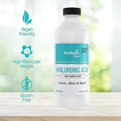 Professionals Series - Hyaluronic Acid Dietary Supplement, Whole Body Hydration - 100 mg Ingestible HA Liquid Supplement; Odorless, Tasteless & Preservative Free/Skin & Eyes - 10 oz