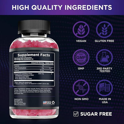 Effective Nutra Resveratrol Gummies 1500mg – Sugar Free Antioxidant Supplement for Heart Health, Immunity & Brain Support – Vegan, Non-GMO, 3rd Party Tested, Raspberry Watermelon, 90 Count