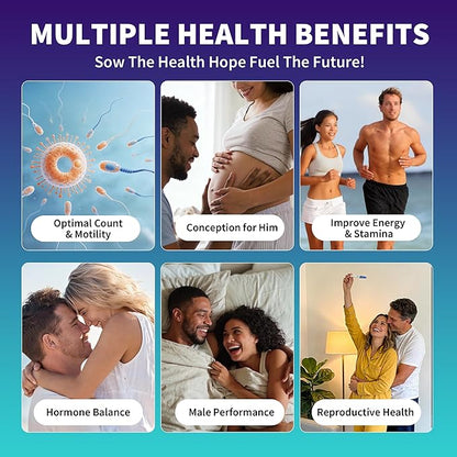 Male Fertility Supplement, Pre Conception Fertility Supplements for Men with CoQ10, Maca Root, Zinc & NAC, Mens Prenatal Vitamins for Optimal Sperm Count Motility, Conception for Him, 120 Capsules