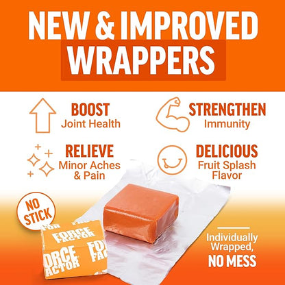 FORCE FACTOR Better Turmeric Supplement 400mg with Black Pepper & Ginger, Extra Strength Joint Support, Superior Absorption, Like Turmeric Gummies, Fruit Splash, 60 Turmeric Chews