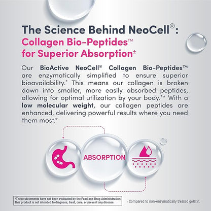 NeoCell Collagen Peptides Pills | 180 Tablets | with Vitamin C and Biotin | Grass Fed Bovine | Hair, Skin, & Nails | for Women and Men