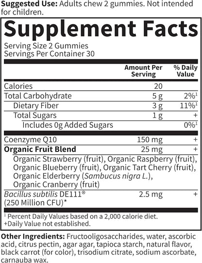 Garden of Life Vitamin Code CoQ10 Gummies 150 mg, Coenzyme Q10 for Heart Health, Energy Production & Healthy Aging & Probiotics for Digestion, Non-GMO, Gluten-Free, 60 Strawberry Gummies,(Pack of 2)