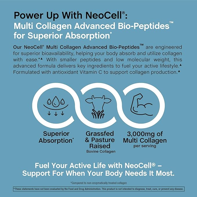 NeoCell Multi Collagen Peptides Pills | 360 Caplets | Superior Absorption | Types I, II, III IV, VIII, X, XII, XXII | for Women and Men