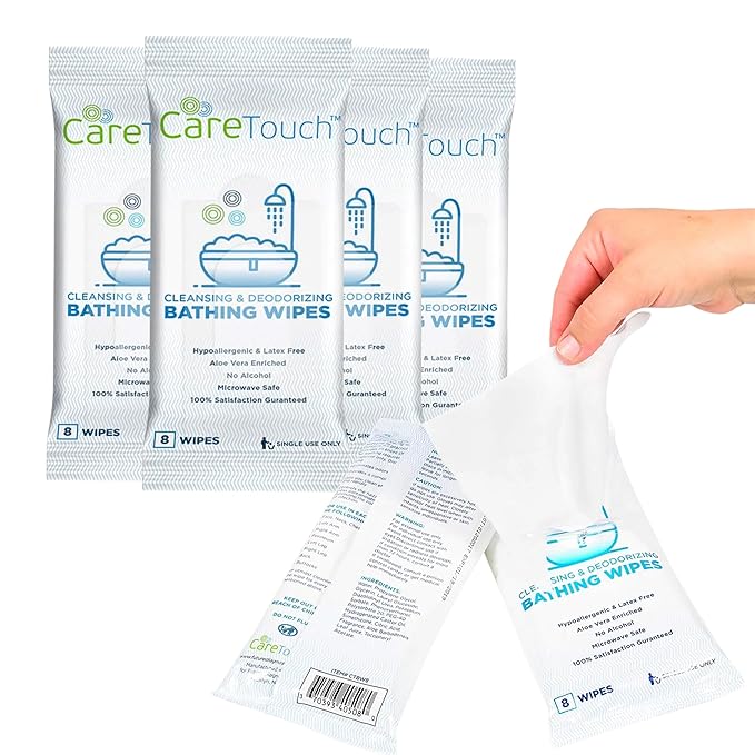 Body Wipes for Adults | No Rinse, Cleansing Shower Wipes | Disposable Bathing Wipes - Great for Camping, Gym and Travel (48 Bath Wipes)