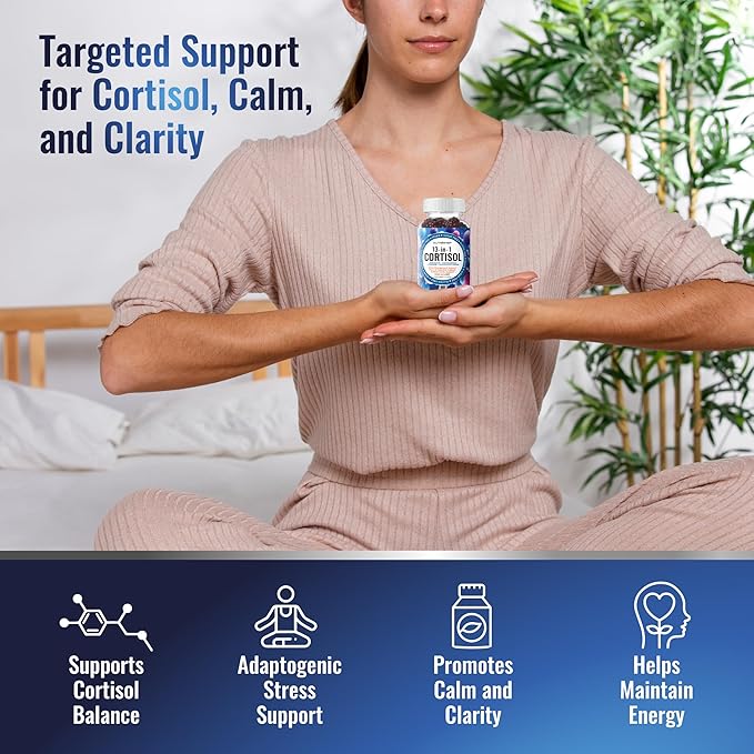 Cortisol Gummies for Women Men - 13-in-1 High Cortisol Reducer with Ashwagandha Magnesium L-theanine Rhodiola Rosea - Daily Cortisol Detox Manager for Stress Focus Support - Vegan Sugar Free