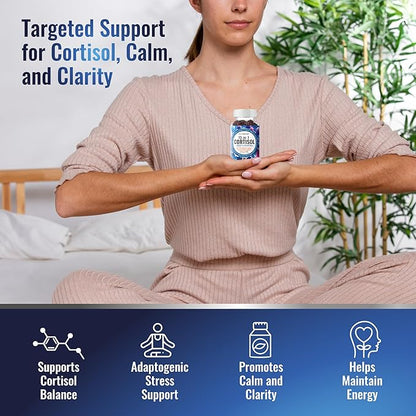 Cortisol Gummies for Women Men - 13-in-1 High Cortisol Reducer with Ashwagandha Magnesium L-theanine Rhodiola Rosea - Daily Cortisol Detox Manager for Stress Focus Support (Pack of 2)