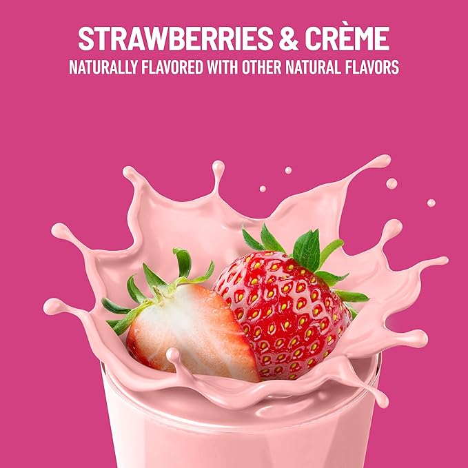 SlimFast Meal Replacement Shake, Original Strawberries & Crème, No Added Sugar, Meal Replacement Shakes, 10g Ready to Drink Protein, 5g Fiber, 25 Vitamins and Minerals, 11 Fl. Oz, 12 Count