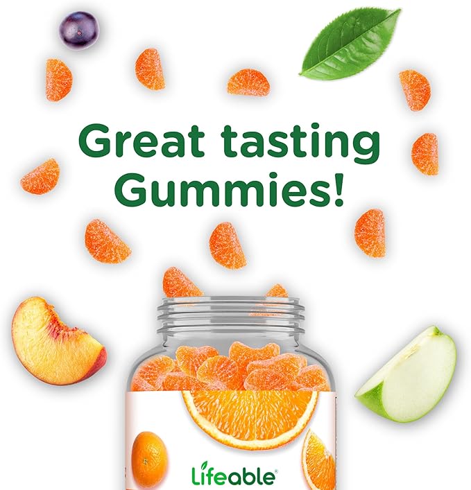 Lifeable Vitamin C Gummies for Adults | 750mg | Great Tasting Orange Flavor VIT C | Vegan Non GMO Vitamin C Chewable | for Immune Support | 90 Gummies