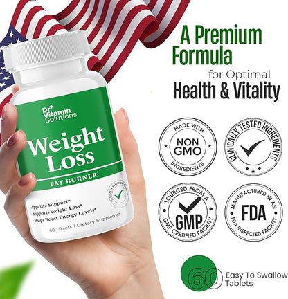 Fat Burner for Women & Men - Weight Loss Supplements with Green Tea Extract, Chromium, Vitamin B6 - Energy Booster, Belly Fat Burner & Appetite Suppressant Diet Pills - 60 Tablets