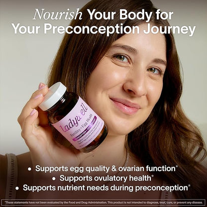 Ladywell Fertility + Egg Health | Fertility Support | Ovarian Health, Egg Quality, Ovulation & Conception Wellness Support | CoQ10, Folate + Key Ingredients | Science-Backed Women’s Supplement, 60 Ct