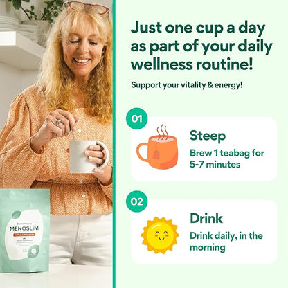 VoomVaya MenoSlim Tea – Menopause & Perimenopause Supplement for Women – Supports Healthy Metabolism & Overall Wellness – Acai Berry Flavor – 30 Tea Bags