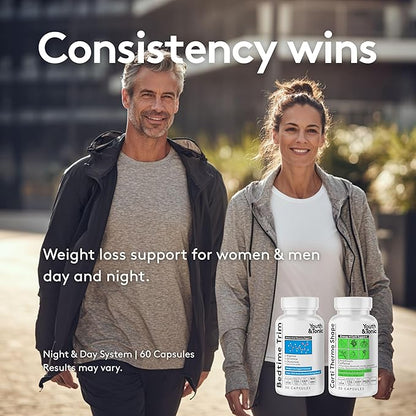 Youth & Tonic Weight Loss Support Night & Day Pills - Bedtime Trim & Cortithermo Shape - Nighttime Recovery + Daytime Energy & Metabolism Support – 60 Capsules for Women & Men