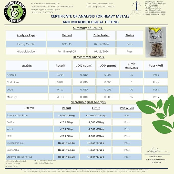 Zenmen Tick Immune Support 180 Vegan Capsules, 2 Bottles - Improved Formula - Japanese Knotweed, Cat's Claw, Chinese Skullcap, Cryptolepis Sanguinolenta, Sweet Wormwood - Made in The USA